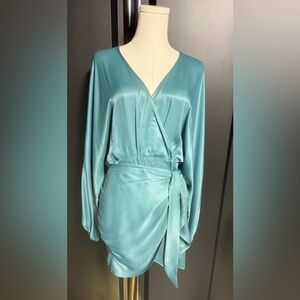 Elegant Zara Teal Wrap Dress